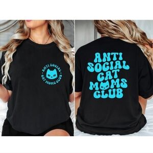 Cat mom shirt cute antisocial cat moms club popular cat mama Blue